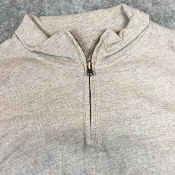 GAP Quarter Zip Pullover L Mens Sweater Gray Heathered Casual Long Sleeve Cotton - Picture 5 of 10